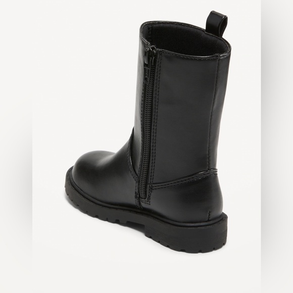 🆕 RESERVED BB Old Navy Toddler Baby Girl’s Faux Leather Side Zip Boots Black - Picture 3 of 11